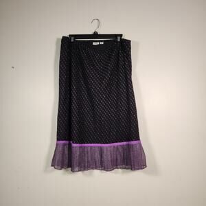 CATO Midi Skirt Women 18/20W Purple Black Sheer Ruffle Ethereal Whimsigoth Retro